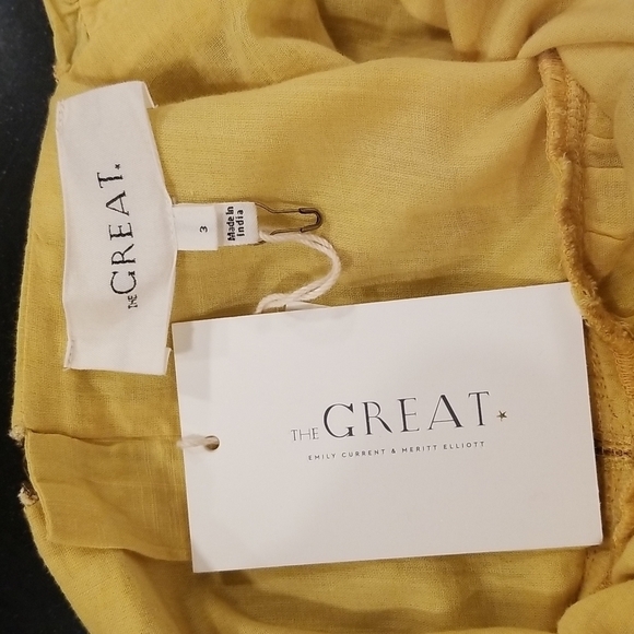 💕THE GREAT💕 The Tea Dress ~ Misted Yellow with Daisy Bouquet Embroidery L NWT - Picture 11 of 16